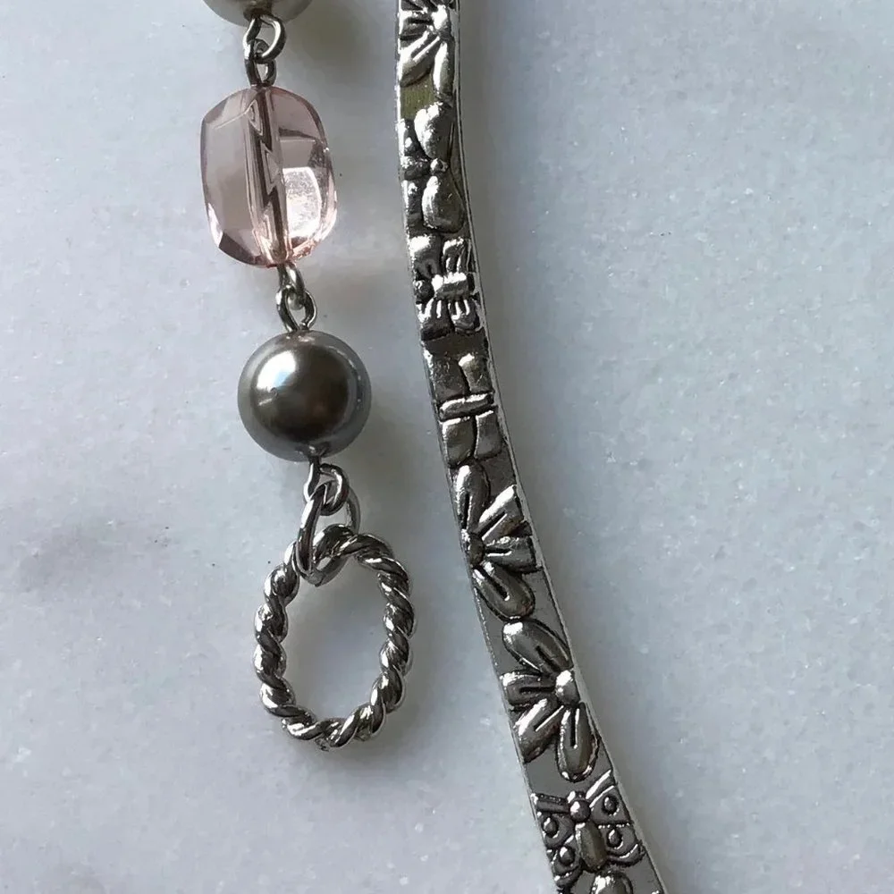 Tibetan Metal‎ Sun, Stars, and Flowers Beaded Hook Bookmark